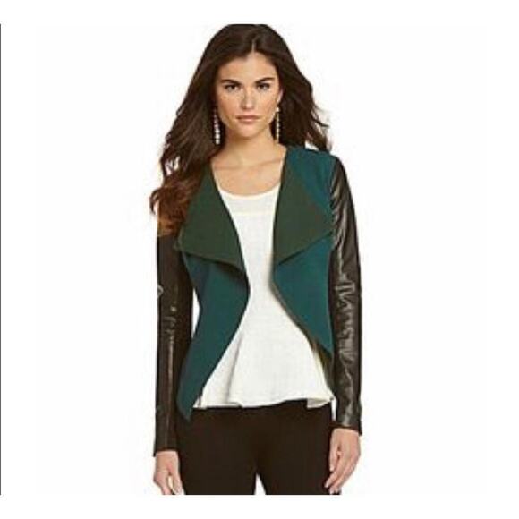 Gianni Bini Faux Leather Sleeve Two toned jacket size medium - Picture 1 of 6